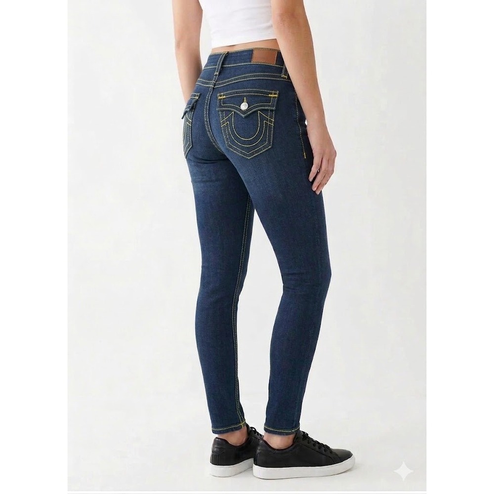 True Religion Mid Rise Jeans Womens 28 Blue Legging Flap Pockets Made in‎ USA